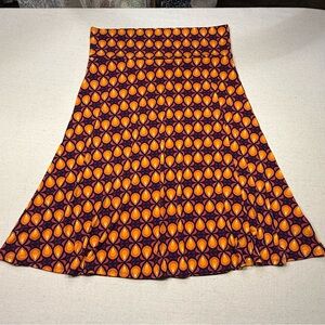 LuLaRoe - Azure - Skirt with Orange and Navy Blue Pattern - Size XL - NWOT